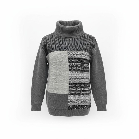 Chaps Sweaters - CHAPS Fair Isle Patchwork Cowl Neck Pullover Winter Holiday Sweater Sz S